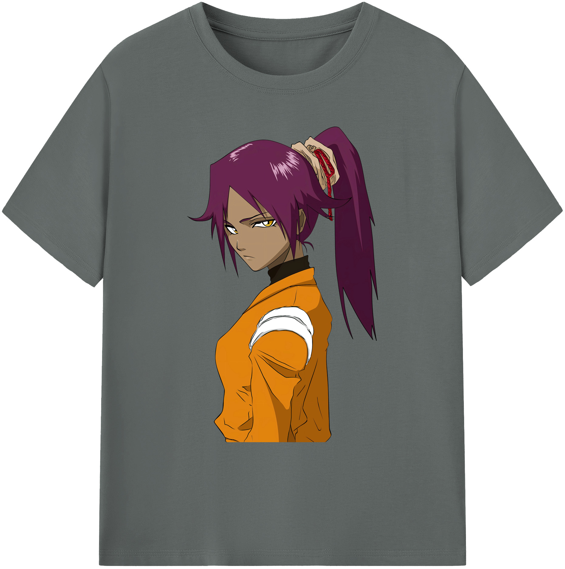 （画像用） ブリーチ 四楓院 夜一（しほういん よるいち） BLEACH Shihouin Yoruichi 綿100％ メンズ半袖Tシャツ｜肌触りやわらか＆通気性